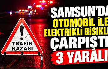 Otomobil ile elektrikli bisiklet çarpıştı: 3 yaralı