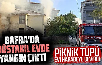Samsun Bafra'da korkutan yangın: Piknik tüpü alev aldı, 2 katlı evde hasar oluştu