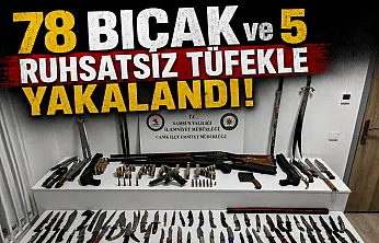 Samsun Canik'te silah ve mühimmat operasyonu: 5 tüfek ve 78 bıçak ele geçirildi