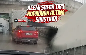 Samsun Çarşamba'da alt geçide takılan tır trafiği kitledi