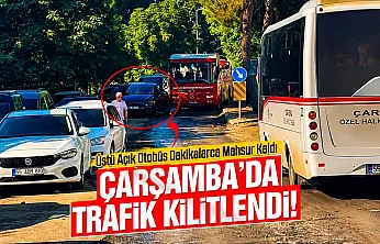 Samsun Çarşamba'da bilinçsiz park trafiği kilitledi