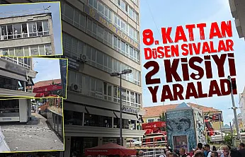 Samsun'da 8. kattan düşen sıvalar 2 kişiyi yaraladı