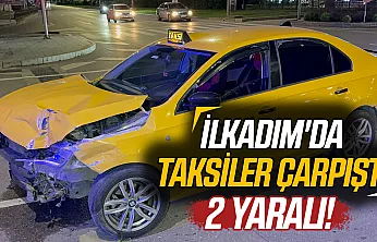 Samsun'da iki ticari taksi kavşakta çarpıştı: 2 sürücü yaralandı