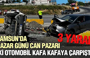 Samsun'da kavşakta iki otomobil çarpıştı: 3 kişi yaralandı