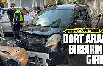 Samsun'da kontrolden çıkan araç park halindeki otomobillere çarptı