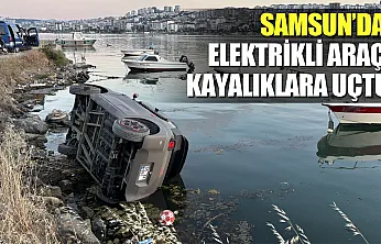 Samsun'da korkutan kaza: Elektrikli araç kayalıklara uçtu