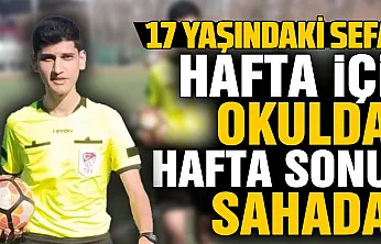Samsun'da liseli genç hafta içi staj yapıp hafta sonu hakemlik yapıyor
