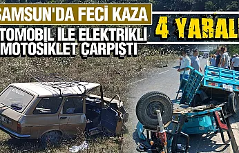Samsun'da otomobil ile elektrikli motosiklet çarpıştı: 2'si ağır 4 yaralı!