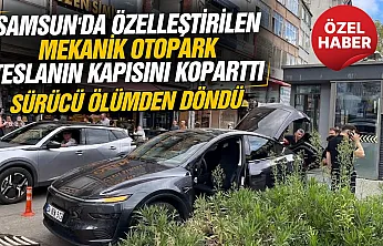 Samsun'da otoparkta otomobil platformdan düştü sürücü ölümden döndü