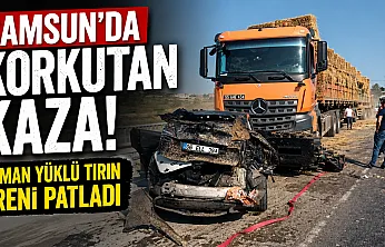 Samsun'da saman yüklü tırın freni patladı:2 yaralı