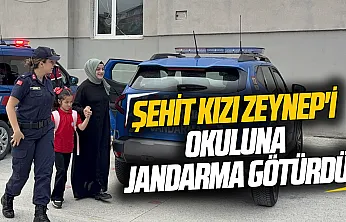Samsun'da şehit kızı Zeynep'i okula jandarma götürdü