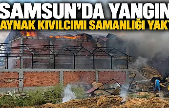 Samsun Vezirköprü'de kaynak kıvılcımı samanlığı yaktı 7 bin balya kül oldu