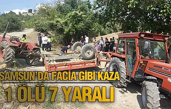 Samsun Vezirköprü'de traktör devrildi : 1 ölü, 7 yaralı