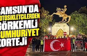Samsunlu motosikletcilerden Cumhuriyet korteji
