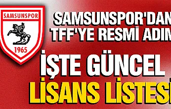 Samsunspor'un TFF Lisans Listesi Belli Oldu