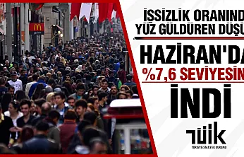 TÜİK verileri açıkladı: Haziran ayında işsizlik %7,6'ya geriledi