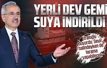 Türkiye'nin yerli tarama gemisi UAB MAVİ VATAN suyla buluştu