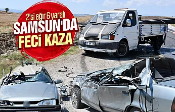 Vezirköprü'de Feci Kaza Kamyonetle Otomobil Çarpıştı, 2'si Ağır 6 Yaralı