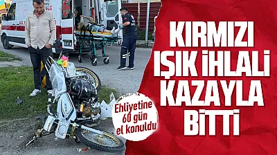 Kırmızı ışık ihlali yapan motosiklete otomobil çarptı: 1 yaralı