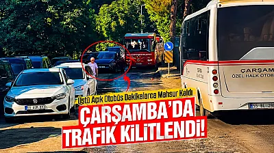 Samsun Çarşamba'da bilinçsiz park trafiği kilitledi
