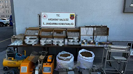 Aksaray'da iki milyon yüz bin liralık kaçak makaron ve tütün ele geçirildi