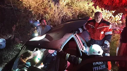 Hatay'da kontrolden çıkan otomobil ağaçların arasına yuvarlandı