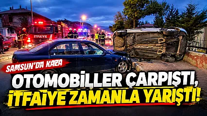 Havza'da İki otomobil kafa kafaya çarpıştı 4 Yaralı