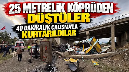 Kastamonu'da 25 metrelik köprüden düşen kamyondaki 2 kişi kurtarıldı