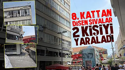 Samsun'da 8. kattan düşen sıvalar 2 kişiyi yaraladı