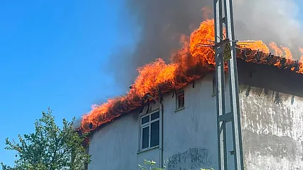 Terme'de bahçede yakılan ateş evi sardı