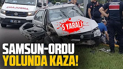 Terme'de iki otomobil çarpıştı: 5 yaralı