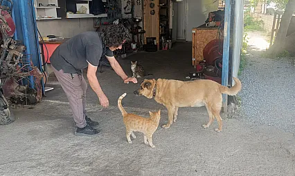 13 yıldır kör köpeğine babalık yapıyor