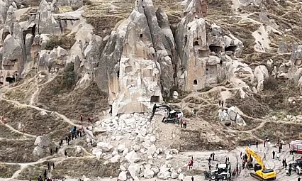 Kapadokya'da kaya düşmesinin ardından bölgedeki büyük değişim drone görüntülerine yansıdı