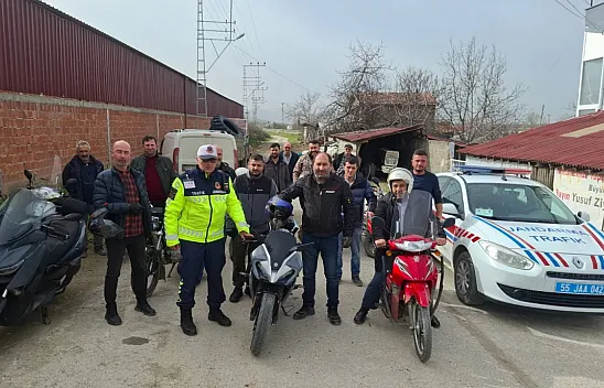 Alaçam'da Motosiklet sürücülerine trafik eğitimi