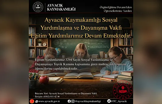 Ayvacık'ta eğitim desteği sürüyor
