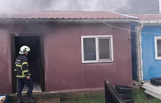 Samsun'da prefabrik konteyner yangını