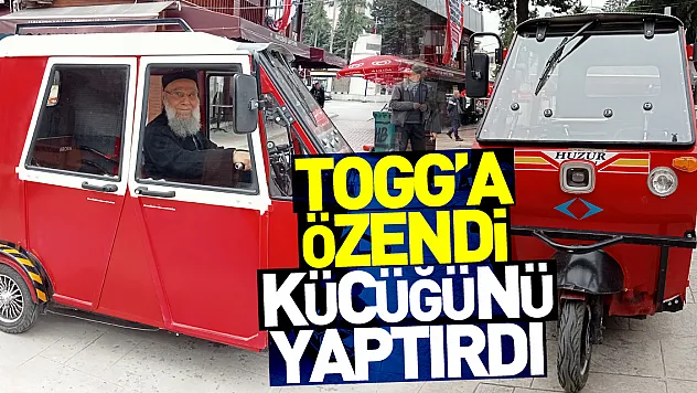 Yerli ve milli otomobile özendi yaptırdığı mini araca 'Togg' yazdırdı