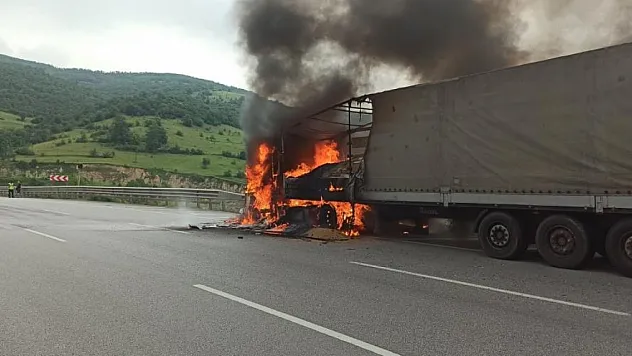 Gürcistan'a arpa taşıyan tır Samsun'da alev alev yandı