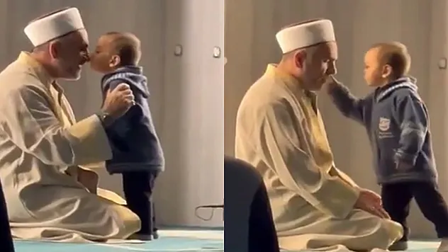 Maltepe'de dua okuyan imam ile çocuğun oyunu yürek ısıttı