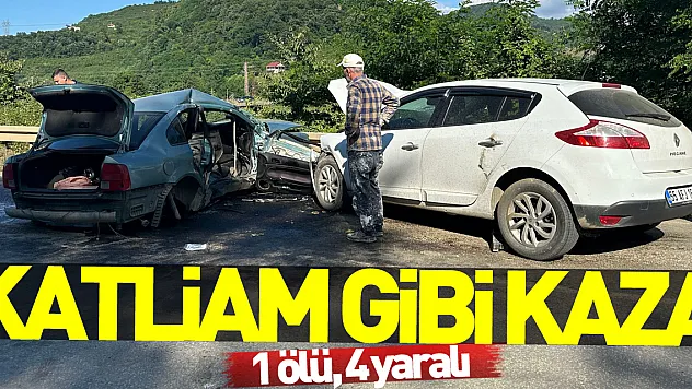 iki otomobil çarpıştığı kazada 1 kişi öldü, 4 kişi yaralandı
