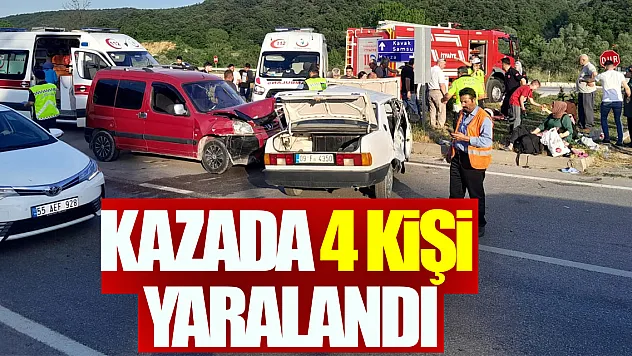 Samsun'da otomobil ile hafif ticari aracın çarpıştığı kazada 4 kişi yaralandı