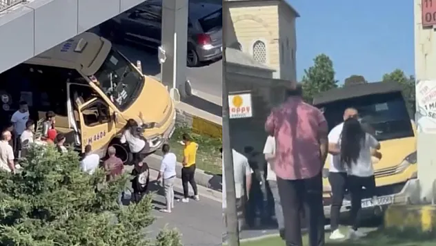 İstanbul'da trafikte akılalmaz olay kameraya yansıdı: Siniri krizi geçirip minibüsün direksiyonunu kırdı