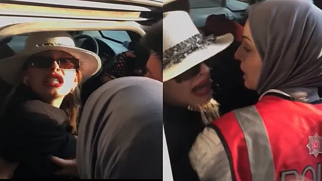 Karakolu birbirine katan kadın kameraya yansıdı