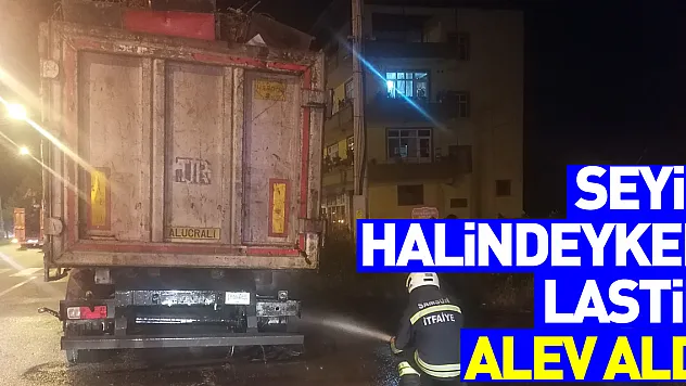 Samsun'da seyir halindeki tırın alev alan lastiği söndürüldü
