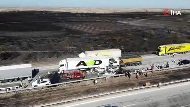 Edirne'deki kazada ölü sayısı 2'ye yükseldi: Olay yeri havadan görüntülendi