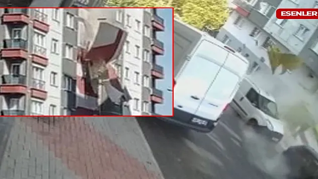 Esenler'de 16 katlı binanın dış cephesinin bir kısmı çöktü