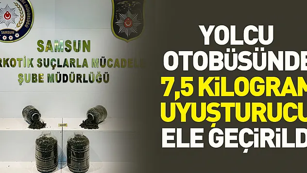 Samsun'da durdurulan yolcu otobüsünde 7,5 kilogram uyuşturucu ele geçirildi