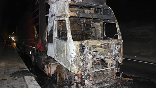 Ordu'da mercimek yüklü tır tünel içerisinde alevlere teslim oldu