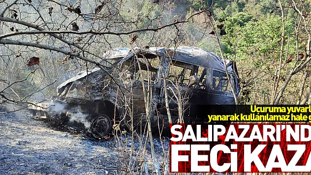 kamyonetle çarpıştıktan sonra uçuruma yuvarlanan minibüsteki 4 kişi yaralandı