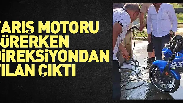 Yarış motoru sürerken direksiyondan yılan çıktı